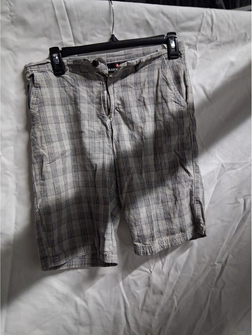 Airwalk Kids Boys Size 18 Grey Plaid Cargo Shorts Cotton Skater Utility G2